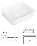 15 Inch Vessel Ceramic Bathroom Sink Bowl Stain Resistant Hand Wash White