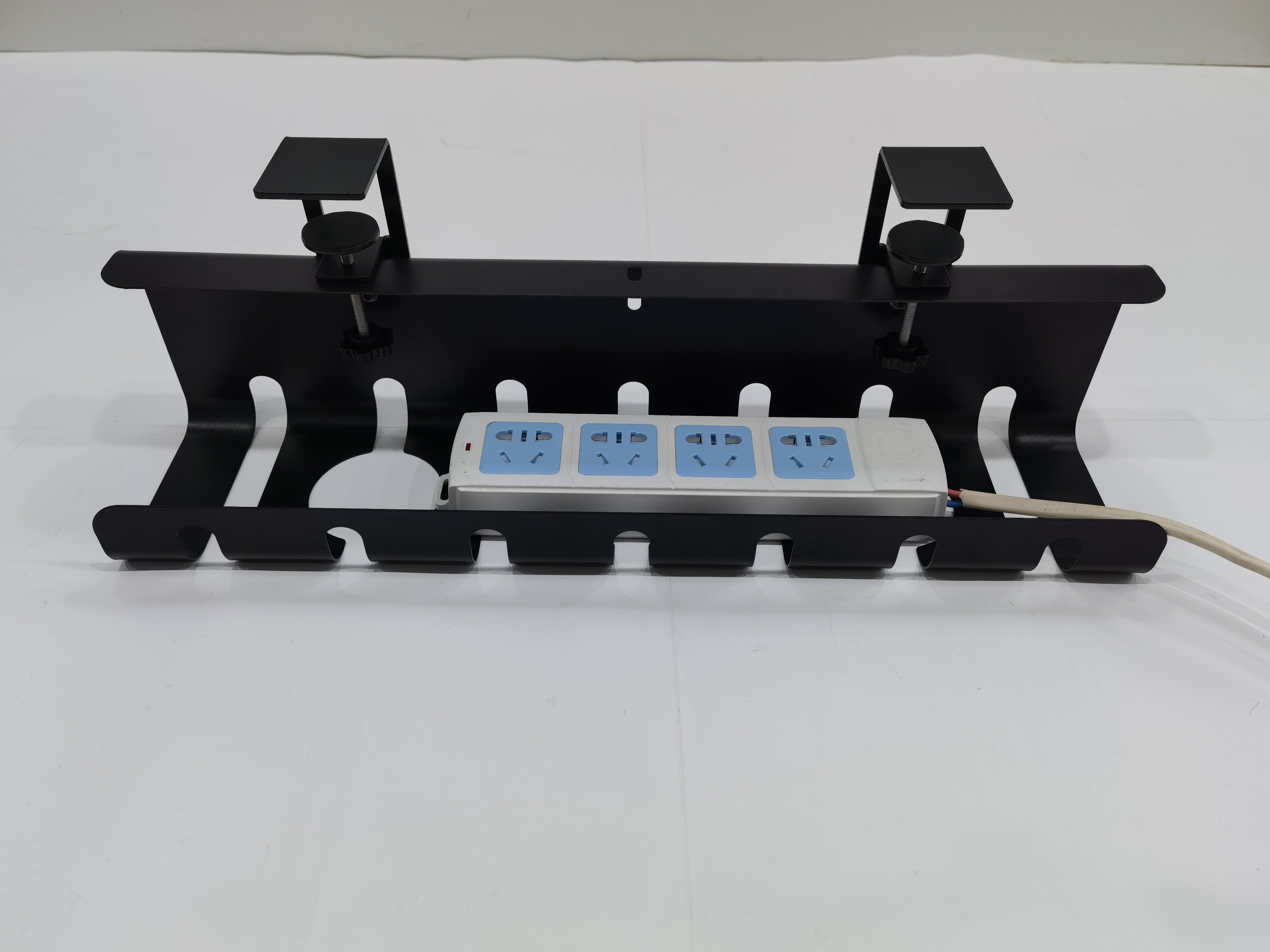 Single Tier Black Oval 3-Hole Adjustable Wire Storage Rack for Under Table Efficiency