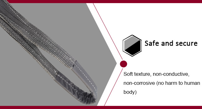 Grey Color Polyester Flat Webbing Sling Duplex Layer Lifting Sling Tool