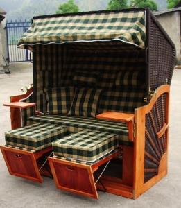 Quality All Weather Waterproof Roofed Wicker Beach Chair With Two Seat wholesale