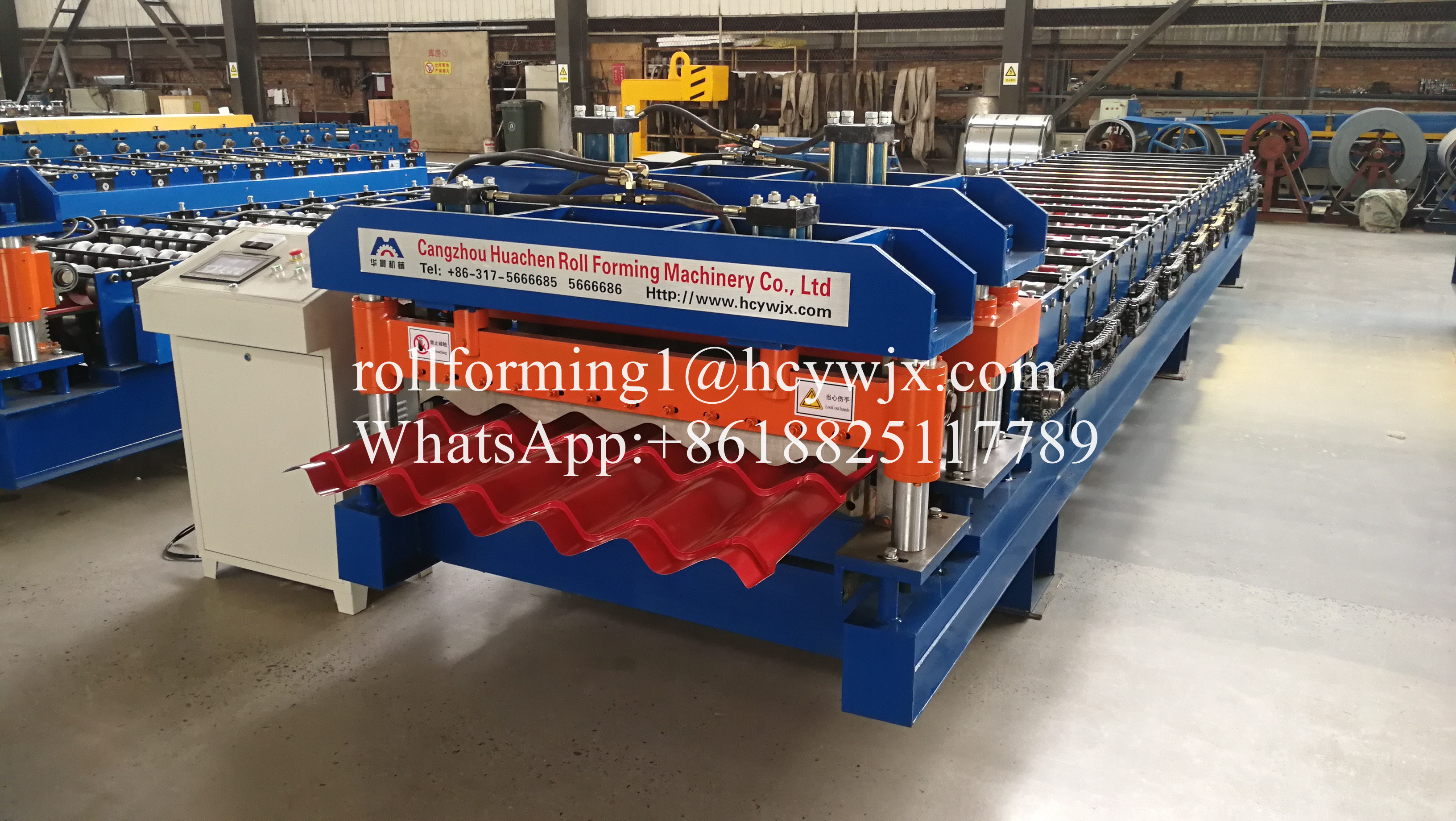 Hydraulic Cutting Glazed Tlile Roll Forming Machine PLC Control