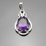 Sterling Silver Jewelry 10mmx12mm Amethyat Cubic Zircon Pendant Necklace