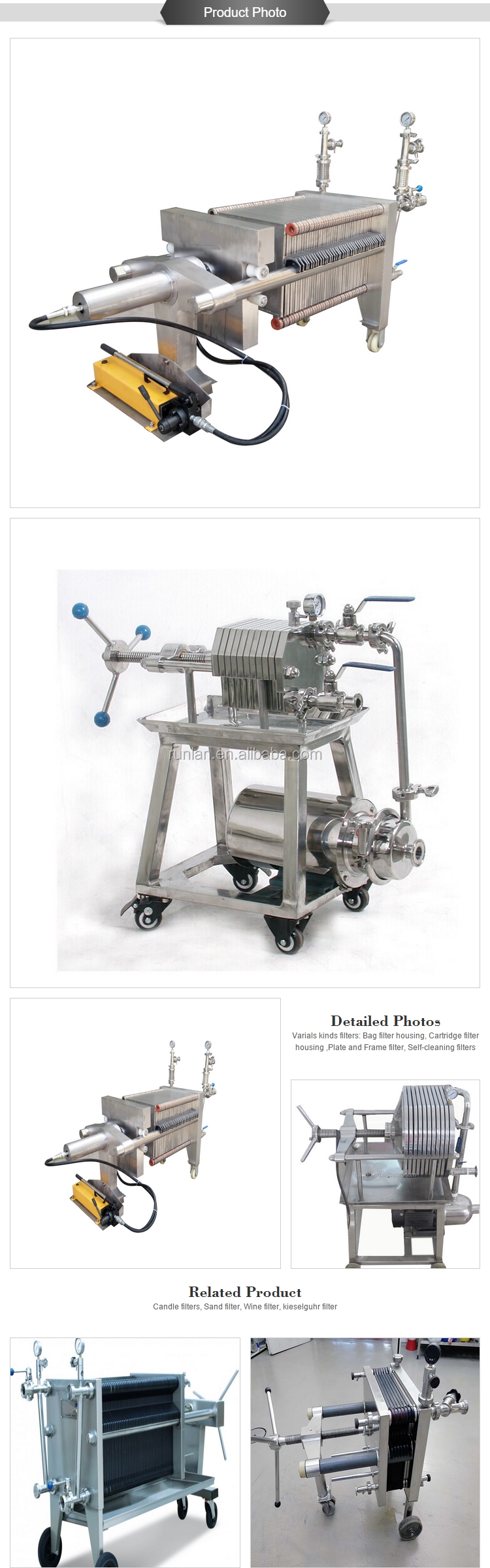 5-10m /h Capacity Automatic Hydraulic Multi-Layer Stainless Steel Plate Filter Press