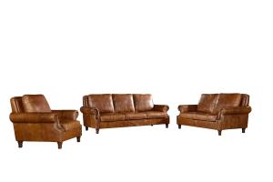 Quality Living Room Genuine Soft Leather Sofa Vintage Tan Brown Color With Rolled Arms wholesale