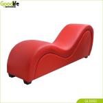 OEM Wooden Leather Sex Couch Sponge Filled Curved 43cm Height