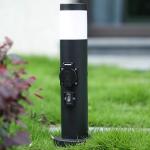 Black Stainless Steel Electrical Power Sockets Outdoor Garden Power Outlet LED