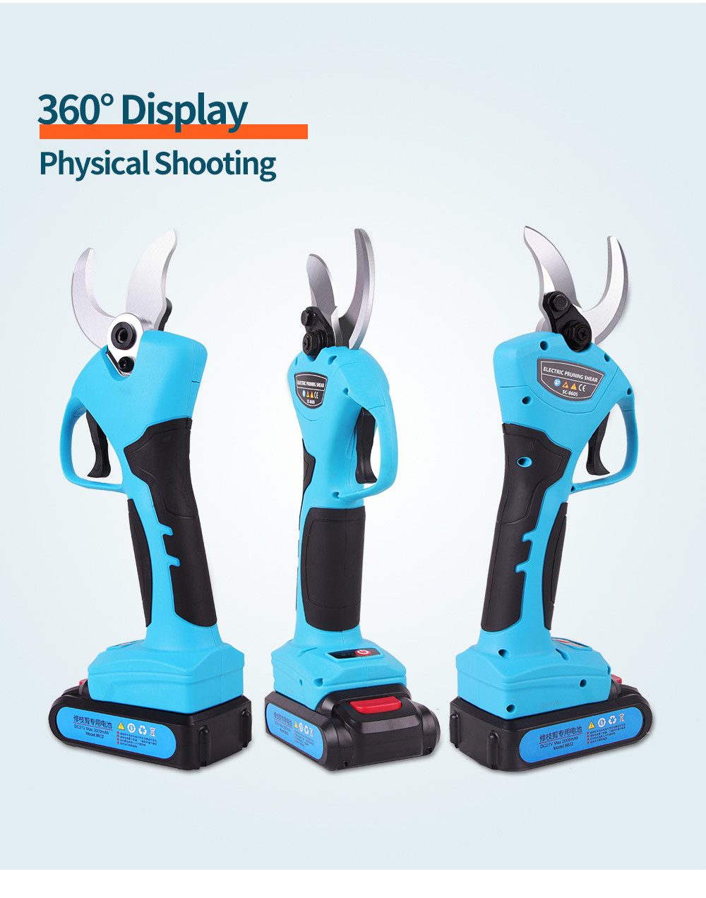 Swansoft New Type 4.0CM Cordless Electric Pruner Eletric Pruning Shears for Vineyard and Orchard with LED Screen Display
