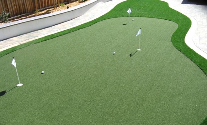 Natural Fake Artificial Golf Grass / Synthetic Golf Grass 15mm Pile Height