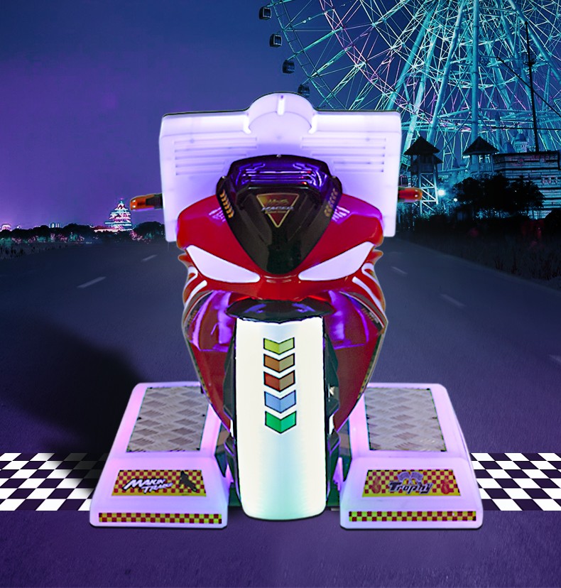 Electric Motorcycle Super Motor Video Game Machine with Swing at Amusement Game Center