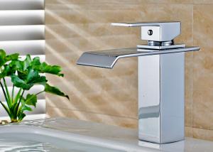 Quality Waterfall Spout Bathroom Vanity Faucets , Bathroom Basin Mixer Counter Mounted wholesale