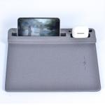 Qi Wireless Charger Desk Mat , Christmas Gift Leather Desk Pad