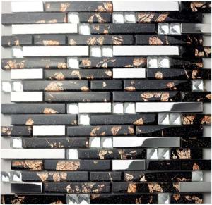 Quality Diamond Crystal Glass Bathroom Backsplash Tile Blend 304 Stainless Steel Sheet wholesale
