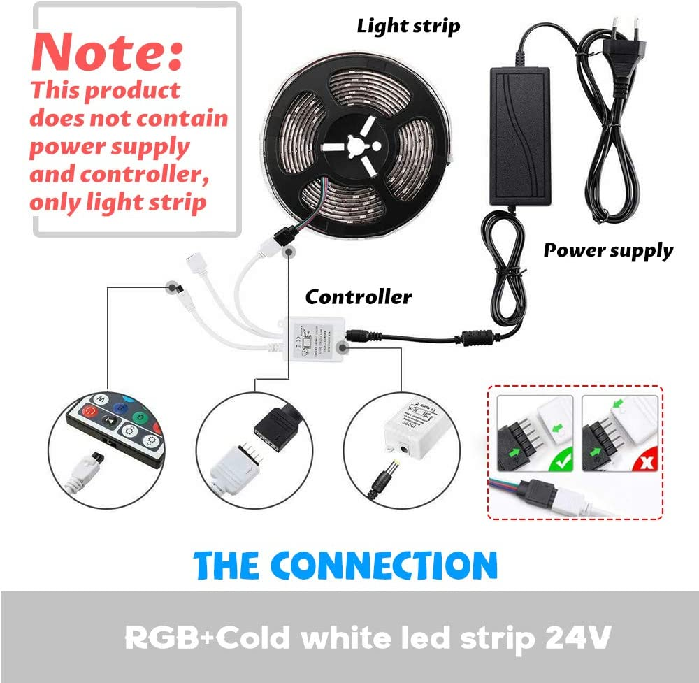 Tuya Smart Wifi Wireless Controller 16.4ft 5m 2m SMD 5050 RGB LED Strip 7.2w / M Waterproof For Home Decoration