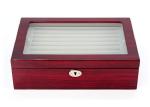 Wooden Cufflink Box Large Luxury Glossy Lacquer Finish Display Case Glass Lid
