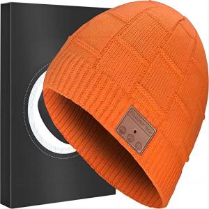 Quality Orange Bluetooth Beanie Hat Wireless Headset Listening Music Handsfree Calls wholesale