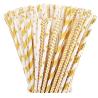 Buy cheap 7.75 Inches Biodegradable Gold Striped Star Wave Heart Paper Straws from wholesalers