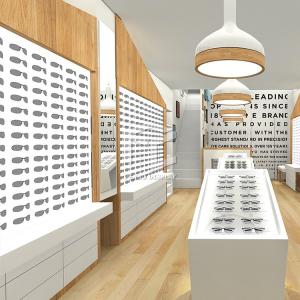 Quality 8mm MDF Optical Shop Display Cabinets Store Furniture Veneered wholesale