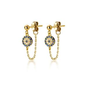 Quality 925 Sterling Silver CZ Diamond Gold Plated Eye Stud Earrings for Women Silver/Brass wholesale