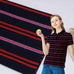 Weft Knitting Cotton Pique Fabric Yarn Dyed Striped Stretch T Shirt Material
