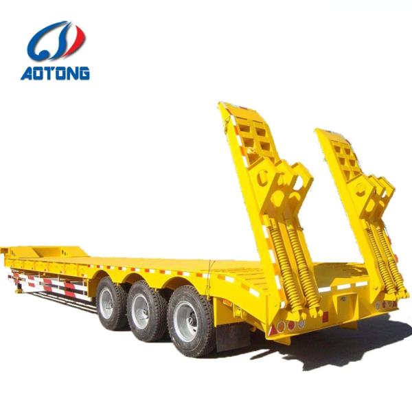 3000mm Width 3 Axles Excavator Transport Lowbed Semi Trailer with 2 Rear Steel