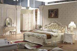 Quality luxury cream French style bed room furniture set wholesale