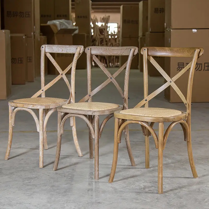 Classic Rustic Vintage Bentwood Cafe Chairs Stackable Wooden Crossback Chair
