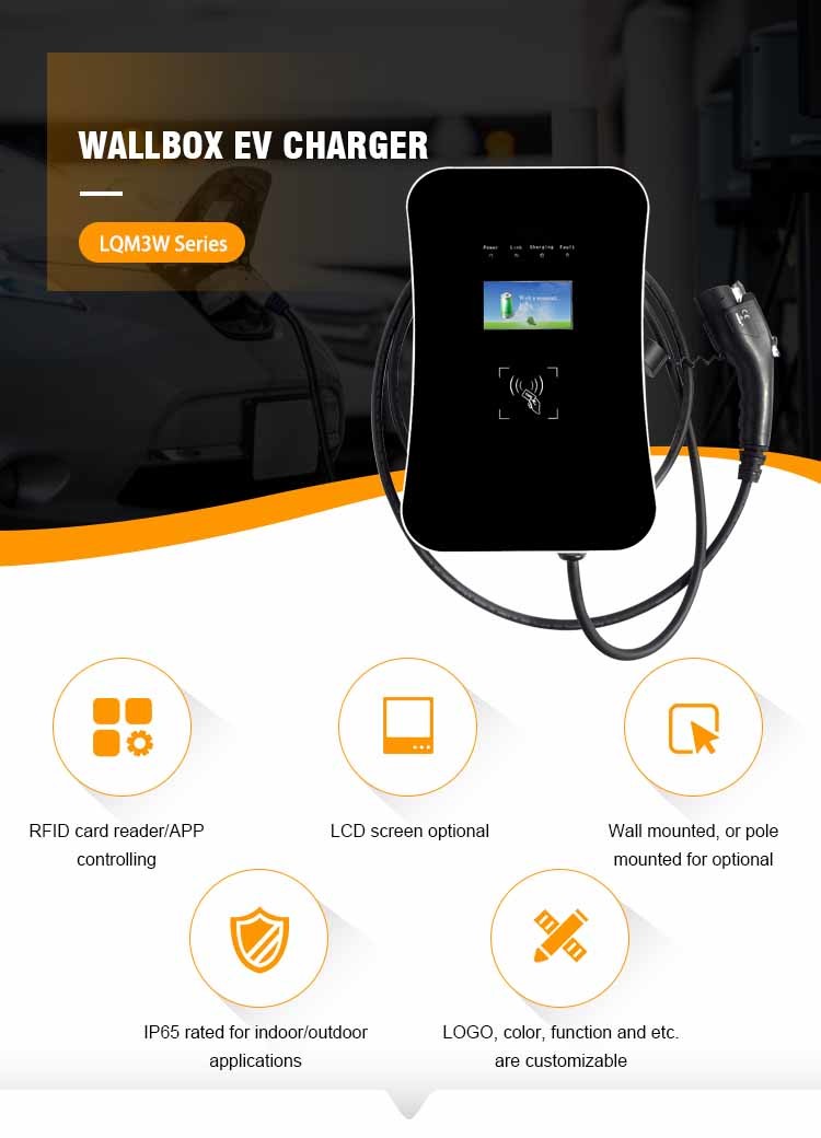 3 Phase 32Amp 22KW EV Car Charger Station Type 2 Fast Charger Plug Wallbox