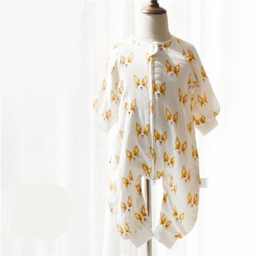 Anti Kicking Woven Muslin Baby Pajamas Animal Print Sleeping Bag 100% Cotton