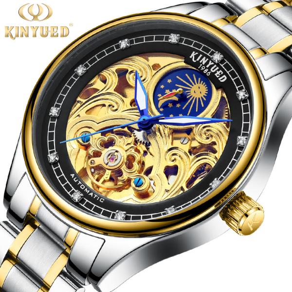 KINYUED Tourbillon automatic mechani fashion stainless steel men wrist