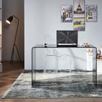 Modern Study Bent Glass Table Full Transparent Glass Furniture Table