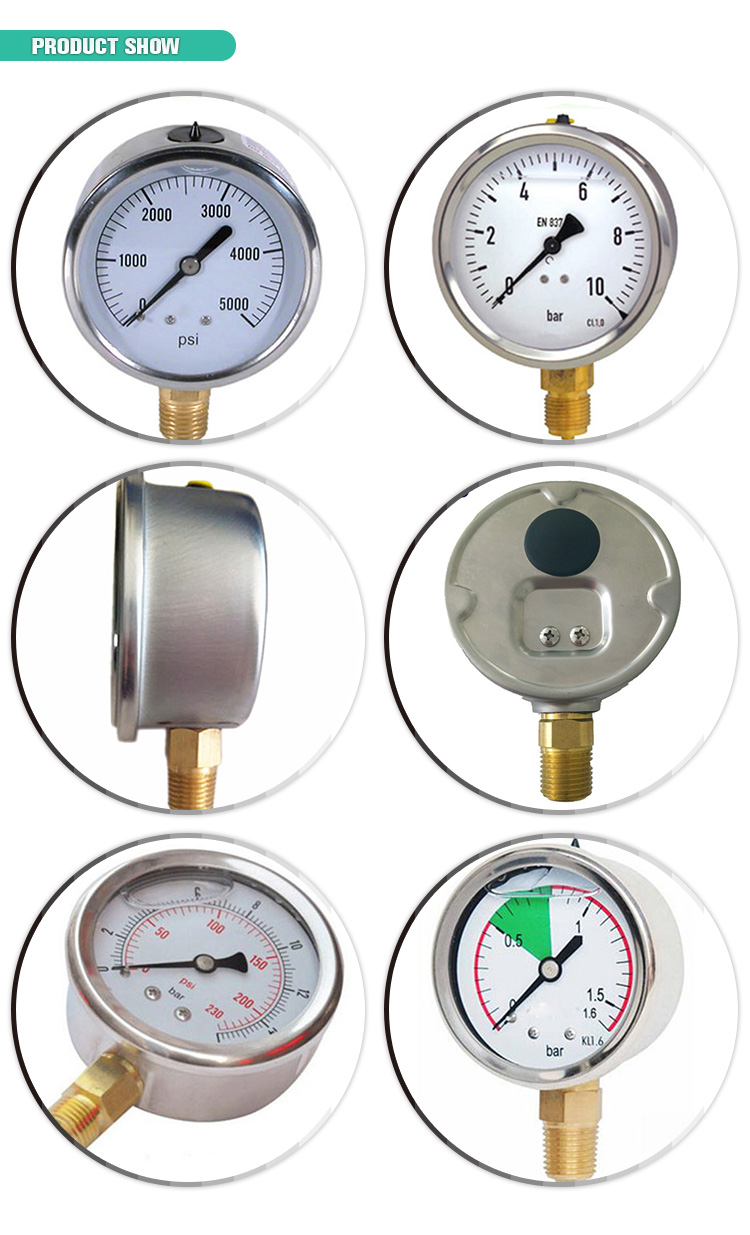 100mm Oil Thread Chromed Bourdon Tube Type Pressure Gauge Bottom Mount
