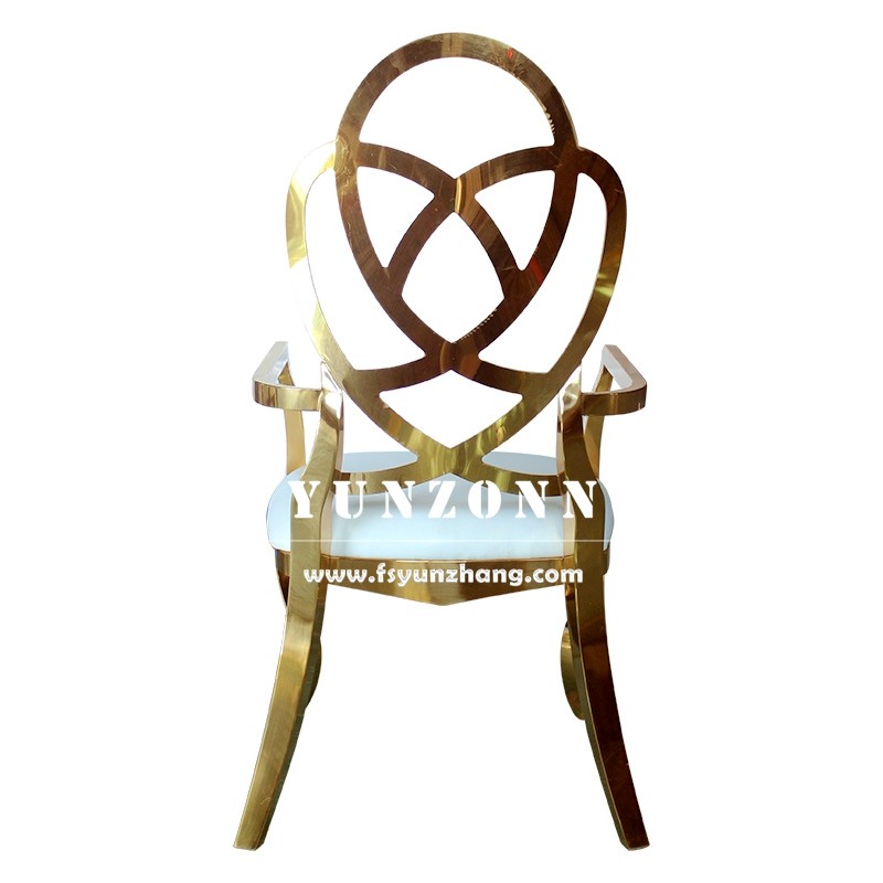 Fancy Wedding Furniture Rose Carved Back Hotel Restaurant Chair Gold Stainless Steel Banquet Chair