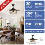 36 Inch Indoor Steel Cage E27*3 Bulb LED Invisible Ceiling Fan With Retractable