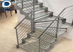 Laminated Tempered Glass Straight Flight Staircase Ss Double Beams Suppport