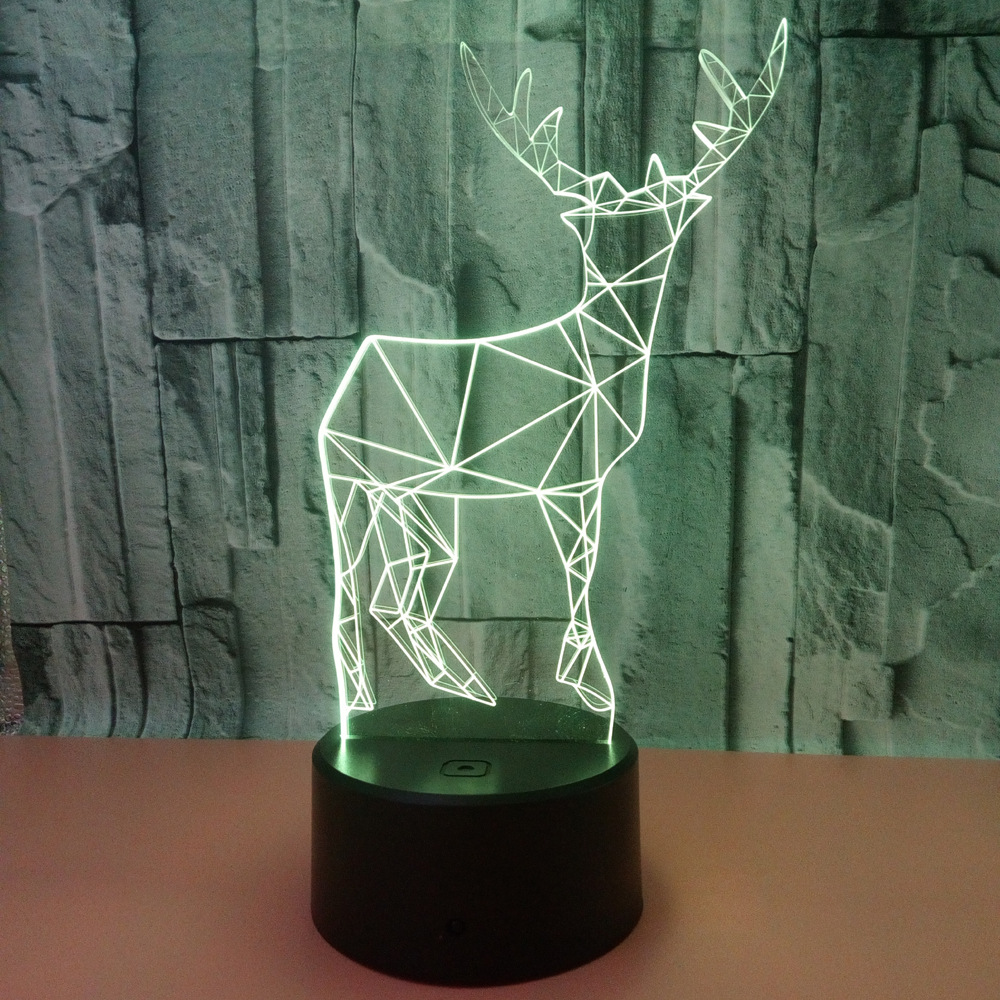 new 3d creative small table lamp deer 3D lights colorful touch LED visual lights gift atmosphere table lamp