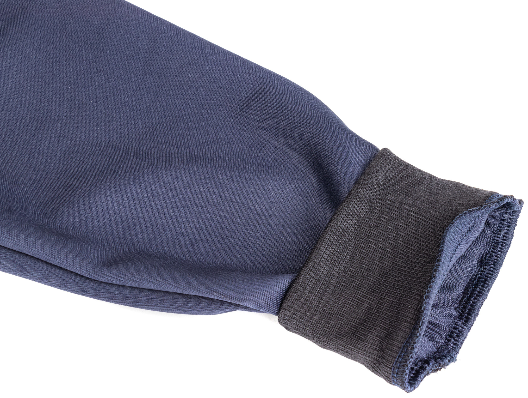 Dark Blue No Lining Hooded Mens Zipper Jacket With Rib Cuffer