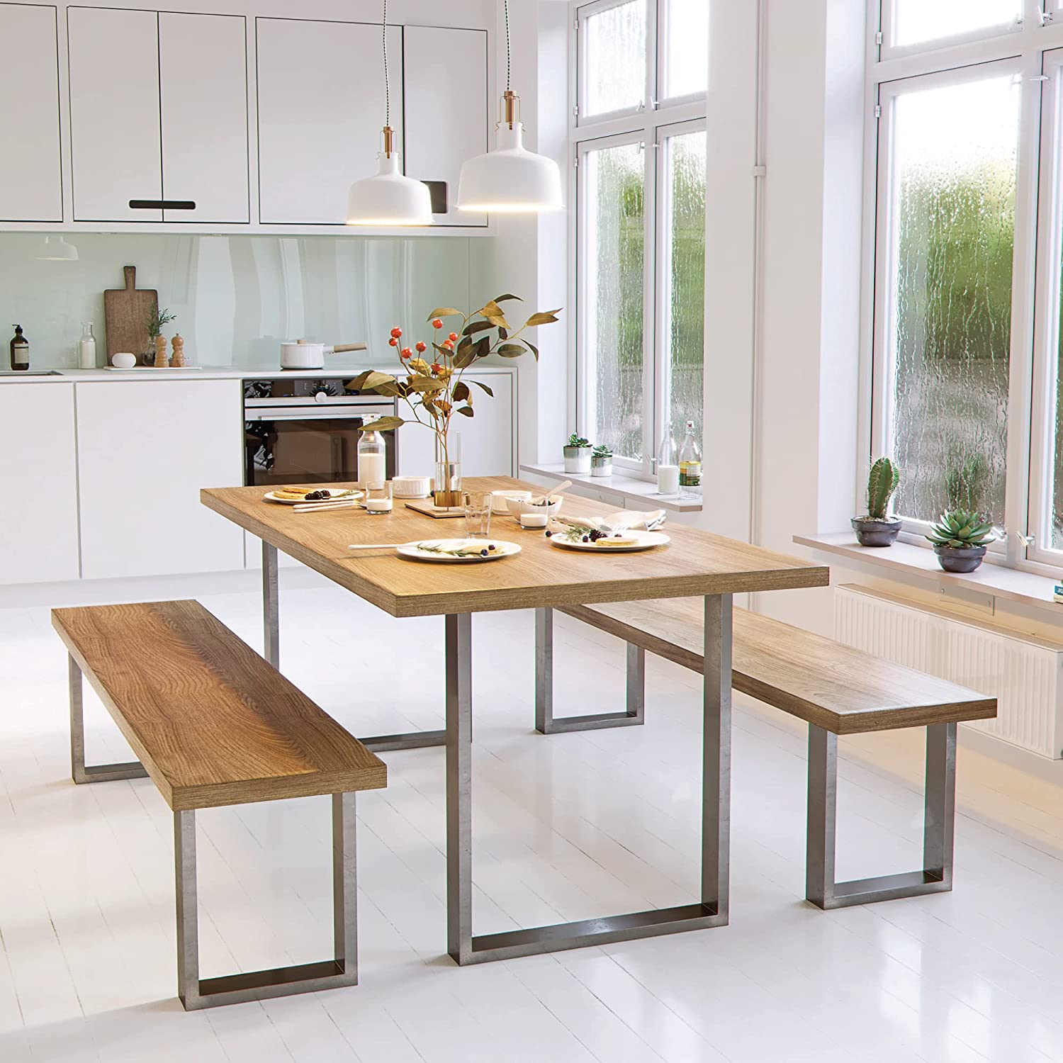 DIY Furniture 2 Piece Rustic Metal Steel Dining Table Legs 420*400mm Thickness 0.9mm