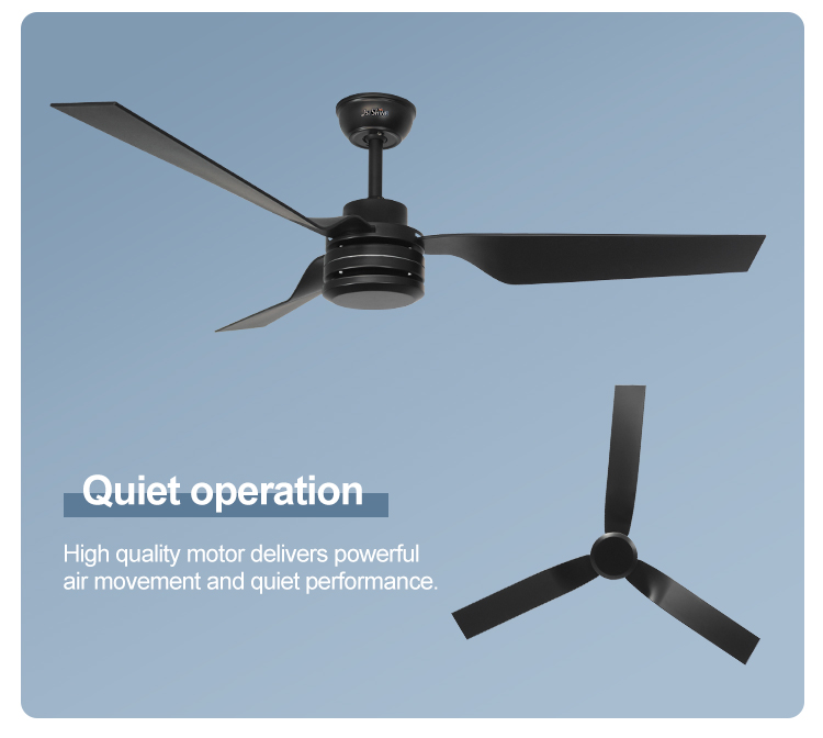 1stshine Ceiling Fan Without Light Timer Simple Design 3 Rotary Vane ABS Blade AC Motor