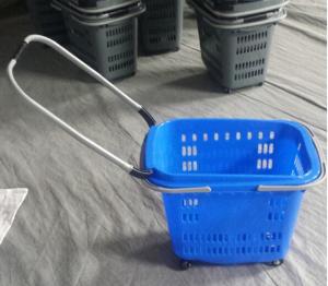 Quality Aluminum Alloy Pull Rod Folding Movable Shopping Basket Plastic Baskets With Handles wholesale