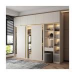 Modern Bedroom Furniture Wooden Wardrobe Closet with Sliding Mirror and NO