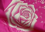 100% polyester warp knitted printed gold powder large rose mattress fabric