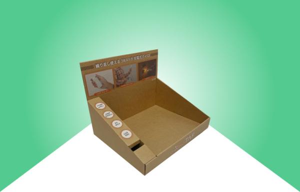 Brown Natural Kraft Cardboard Counter Display , Selling Electronics Table