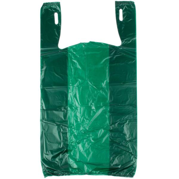 Green Color Grocery Shopping Bags , Plastic Tee Shirt Bags Environmental