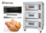 220v Gas Industrial Baking Oven Stainless Steel Three Layer Three Tray