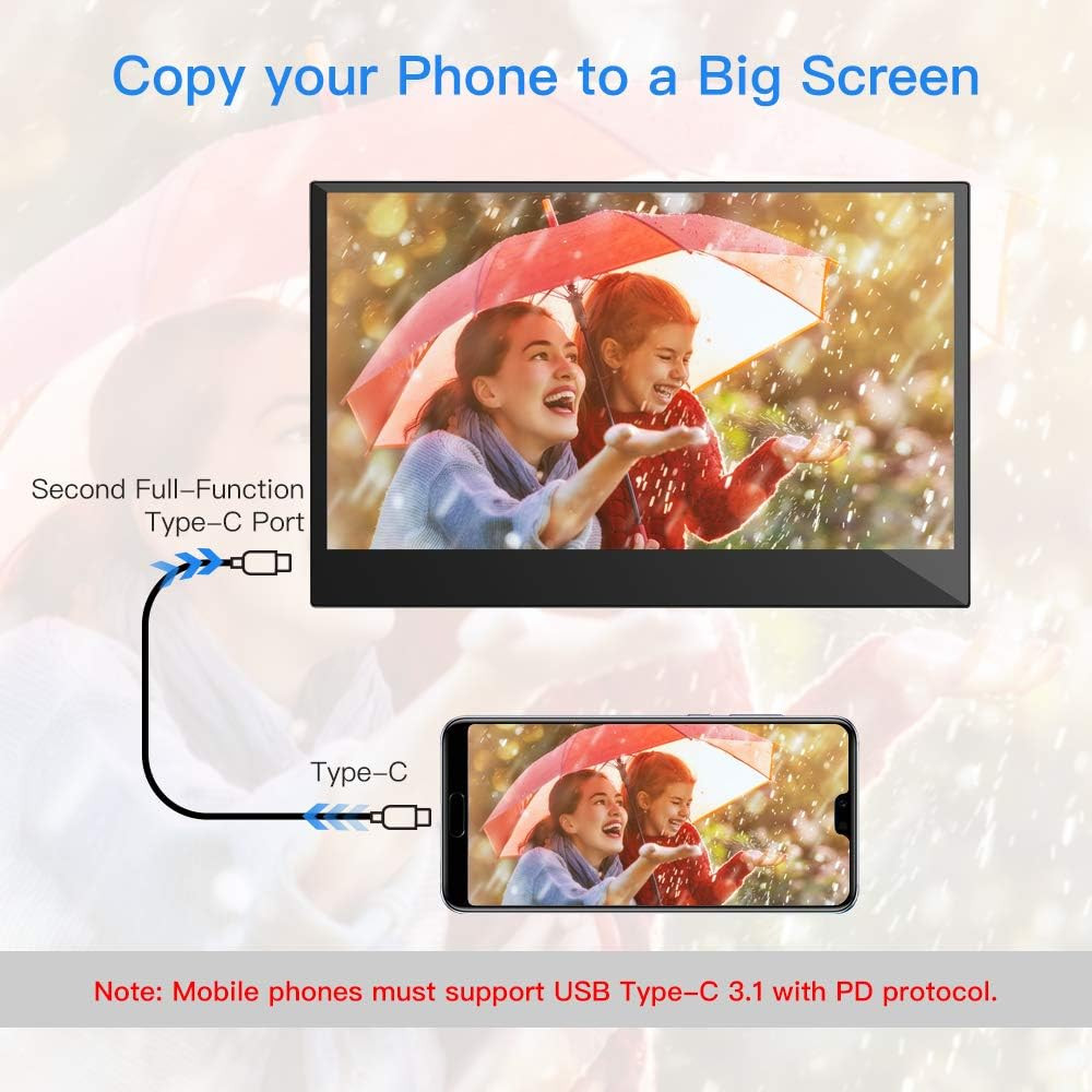 Travel USB C Second Touchscreen 13.3inch Portable Monitor For Laptop Mini PC