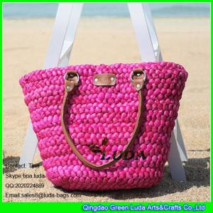 Quality LUDA rose red cornhusk straw handbags fashion handmade lady summer beach totes wholesale