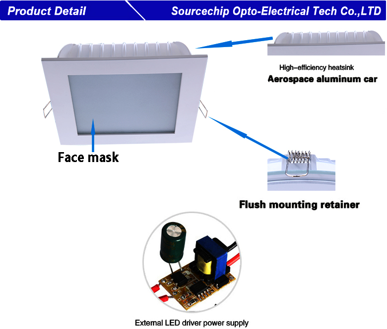 Square LED downlight 15W downlight wholesale