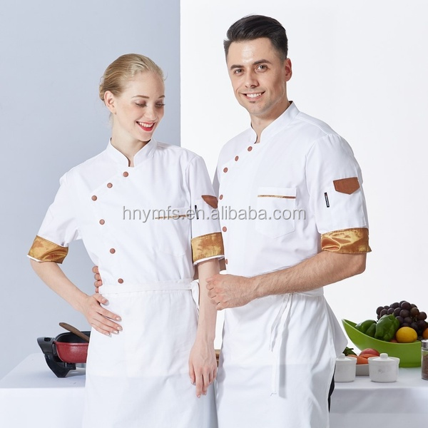 chef uniform factory supplier hot sale white knot button long sleeve designer chef uniform