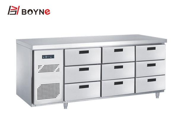 Counter Industrial Catering Fridge Self - Closing Nine Drawers SS201 Adjustable