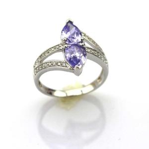 Quality 925 Silver 5mmx7mm Purple Cubic Zirconia Ring (JR042) wholesale